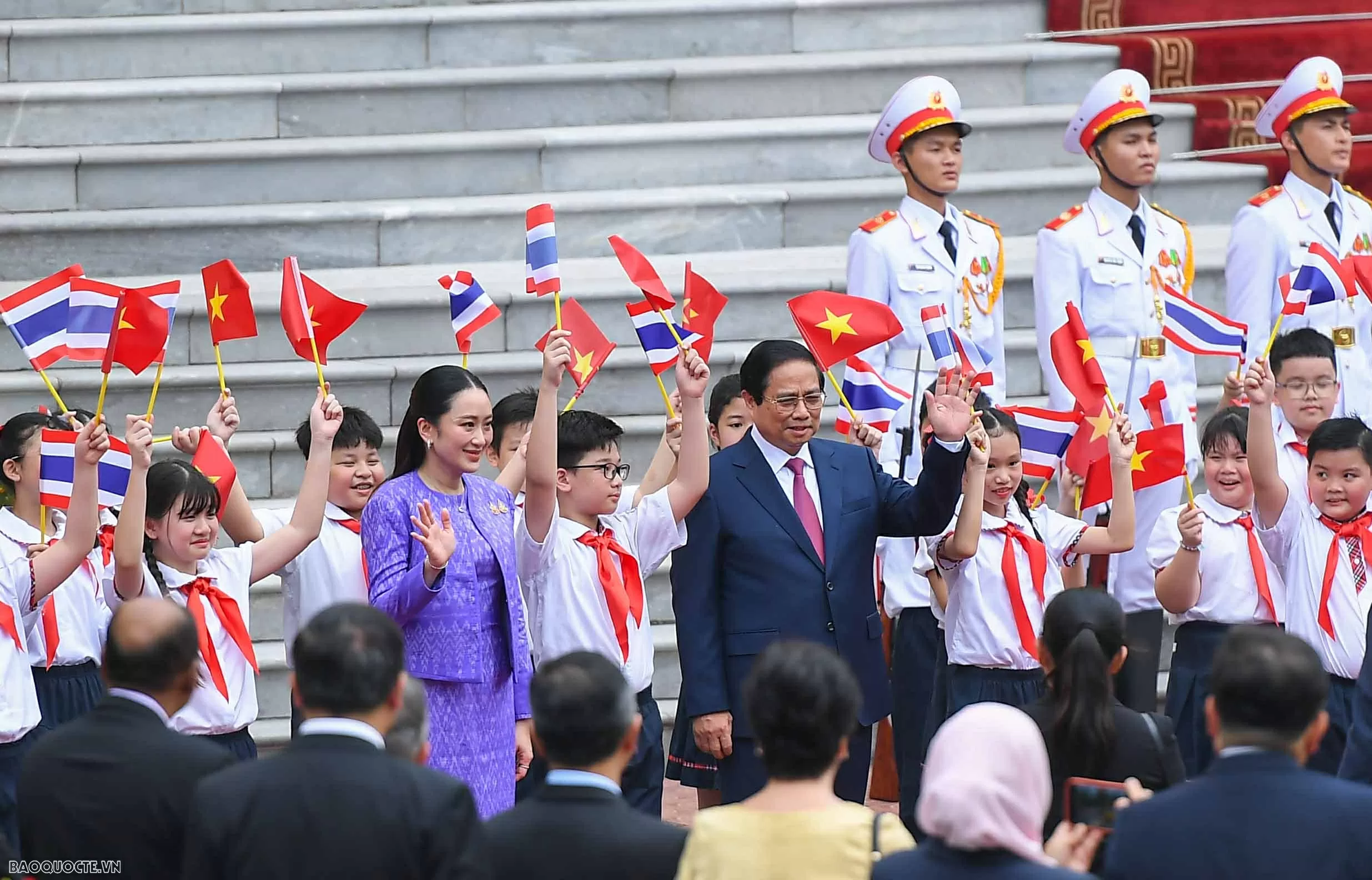 Thủ tướng Phạm Minh Chính chủ trì lễ đón chính thức Thủ tướng Thái Lan Paetongtarn Shinawatra