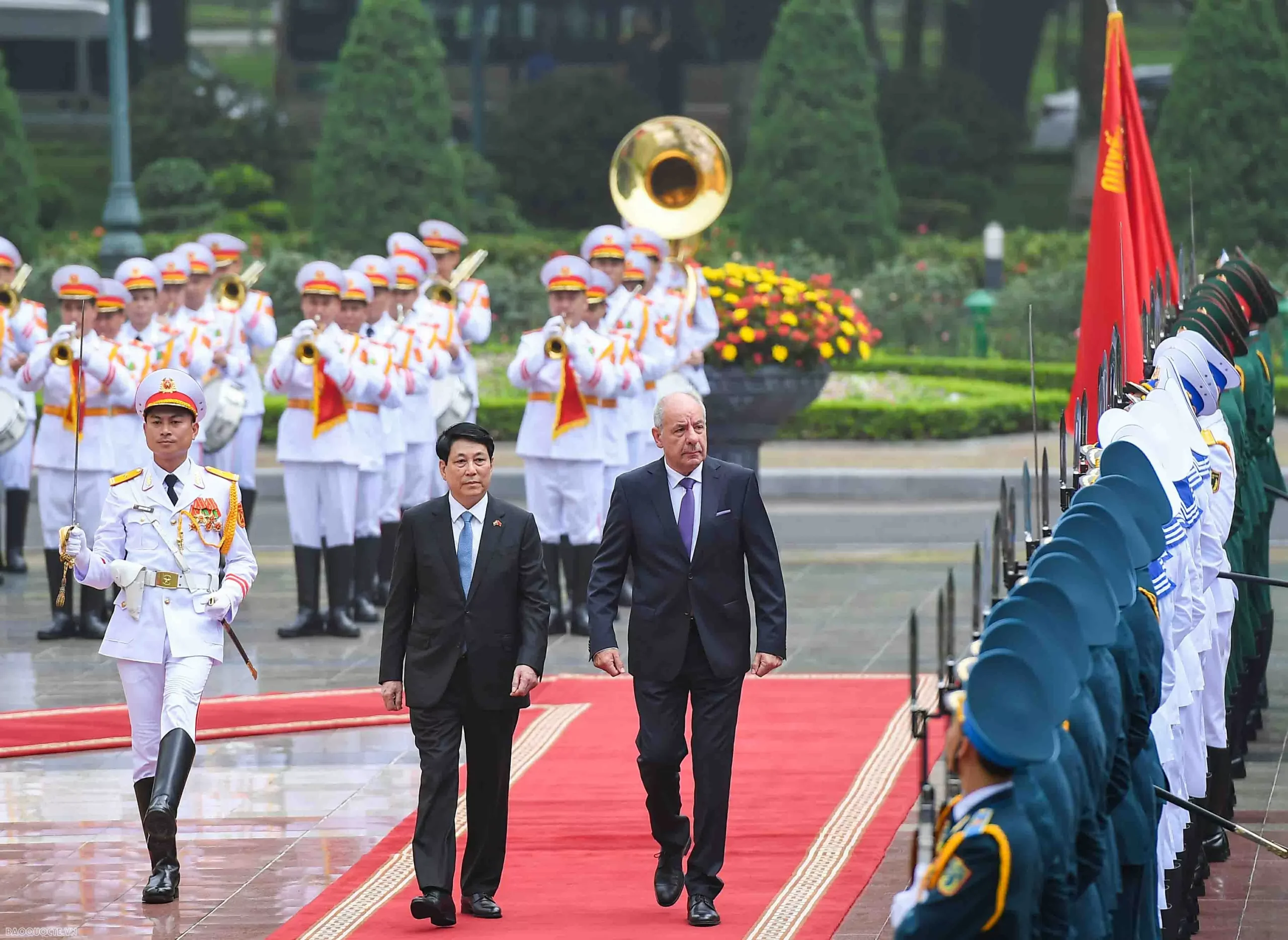 Chủ tịch nước Lương Cường và Phu nhân đón Tổng thống Hungary Sulyok Tamas và Phu nhân thăm chính thức Việt Nam